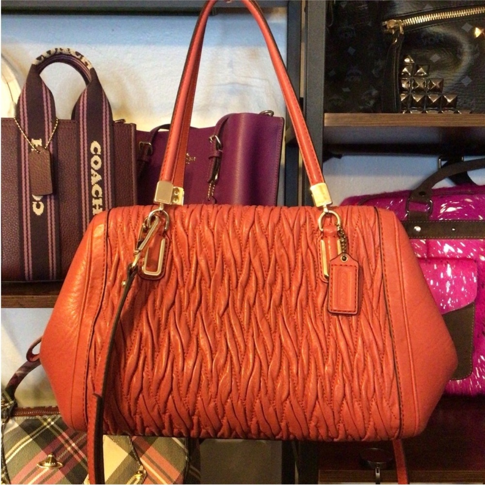 Coach Salmon Leather East West Satchel with matching wallet